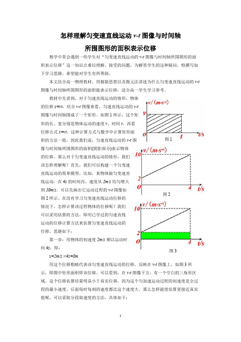 怎样理解匀变速直线运动v-t图像与时间轴所围图形的面积表示位移