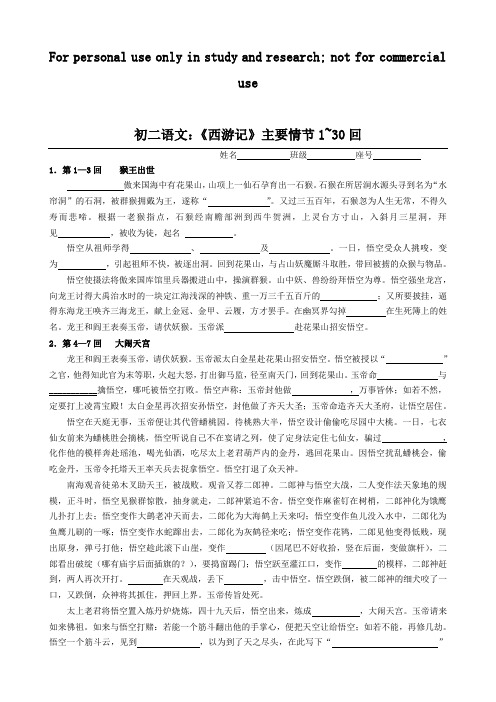 西游记主要情节1~30回