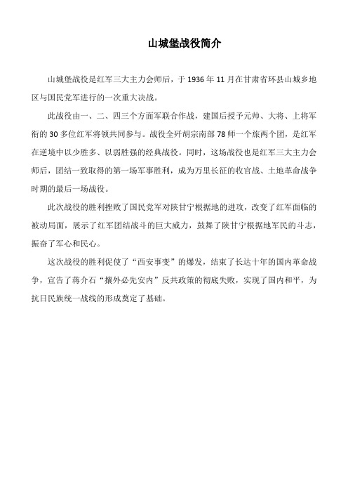 山城堡战役简介