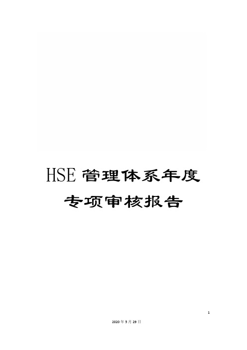 HSE管理体系年度专项审核报告