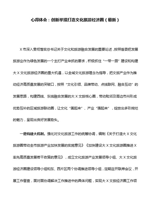 心得体会：创新举措打造文化旅游经济圈(最新)
