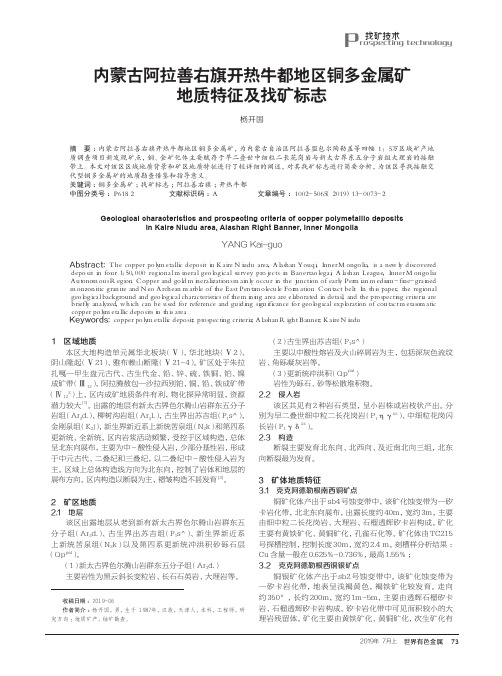 内蒙古阿拉善右旗开热牛都地区铜多金属矿地质特征及找矿标志