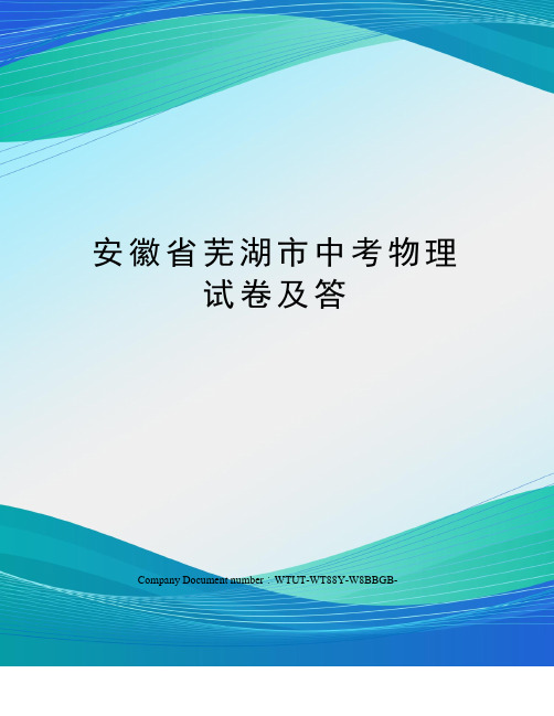 安徽省芜湖市中考物理试卷及答