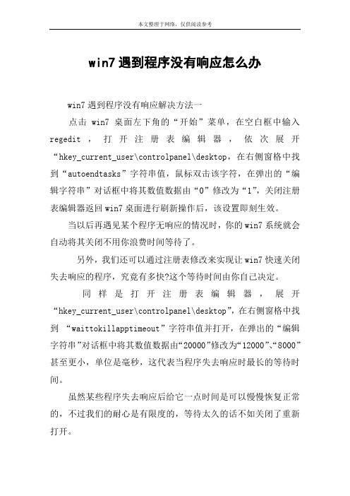 win7遇到程序没有响应怎么办