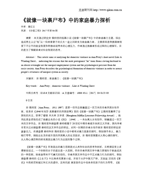 《就像一块裹尸布》中的家庭暴力探析
