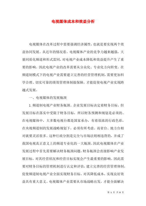 电视媒体成本和效益分析