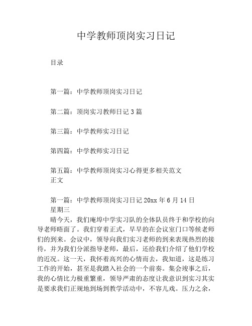 中学教师顶岗实习日记