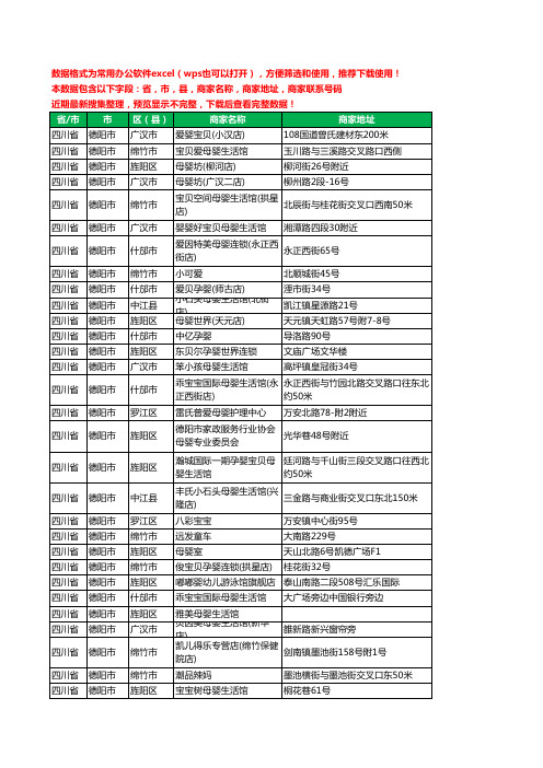 2020新版四川省德阳市月子服务工商企业公司商家名录名单黄页联系号码地址大全380家