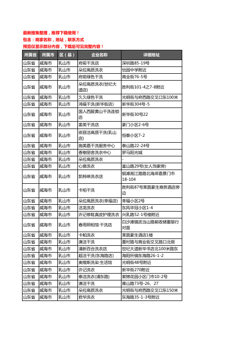 新版山东省威海市乳山市洗衣店企业公司商家户名录单联系方式地址大全32家