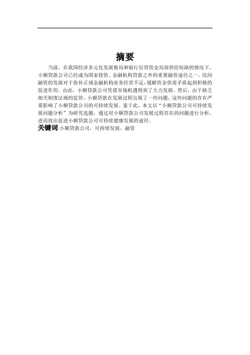 小额贷款公司可持续发展问题分析