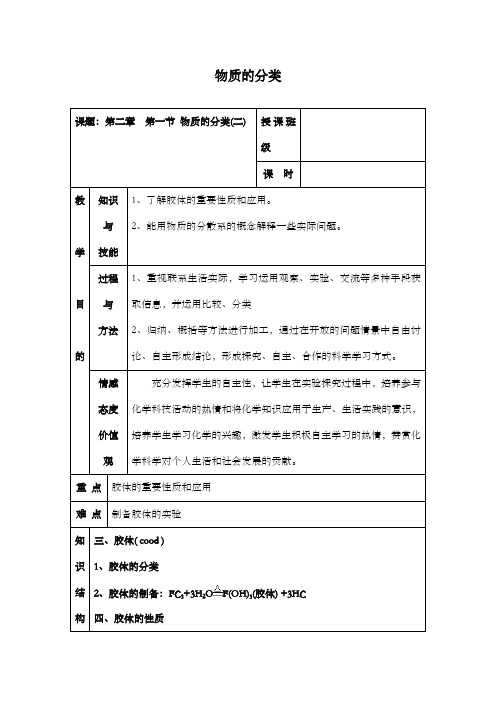 最新精编高中人教版必修一高中化学2.1物质的分类(2)公开课优质课教学设计