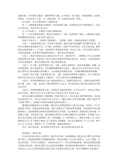 2015作文材料分析试题分析