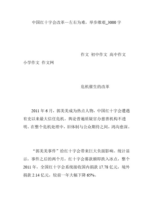 中国红十字会改革—左右为难,举步维艰_3000字
