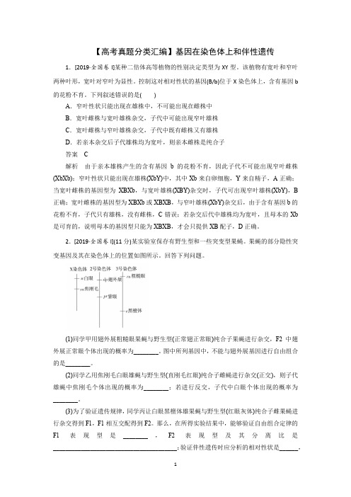【高考真题分类汇编】基因在染色体上和伴性遗传