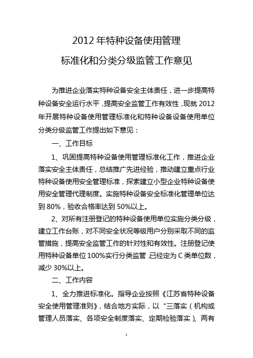 2012年特种设备使用管理