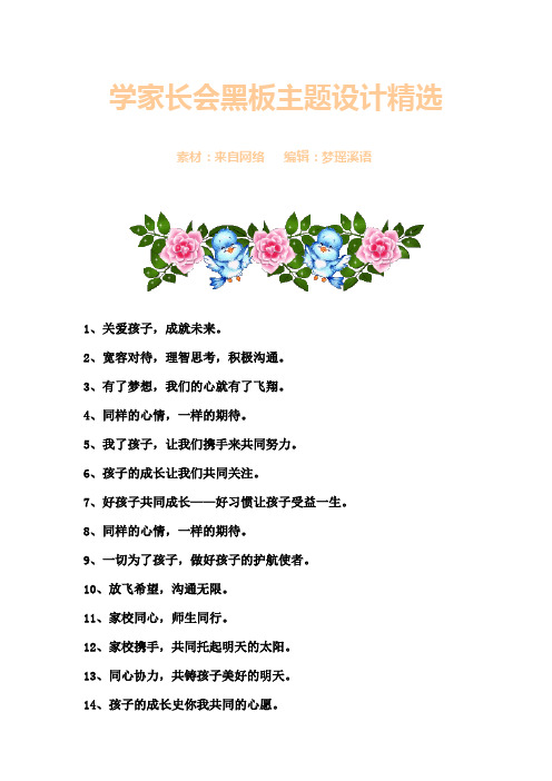 学家长会黑板主题设计精选