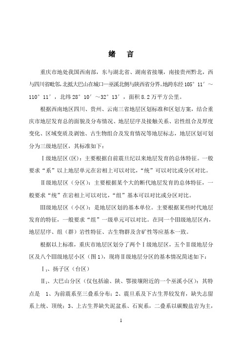 重庆市岩石地质说明书