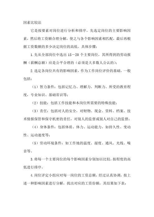因素比较法(word文档良心出品)