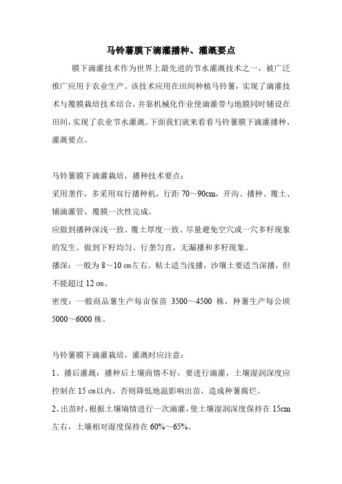 马铃薯膜下滴灌播种、灌溉要点.doc