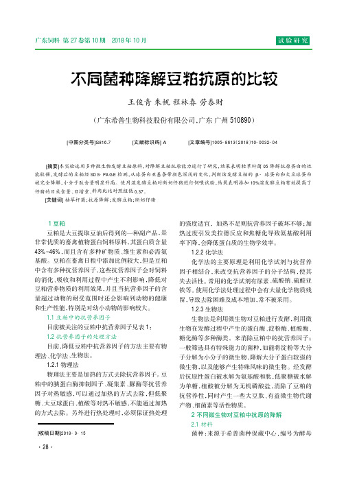 不同菌种降解豆粕抗原的比较