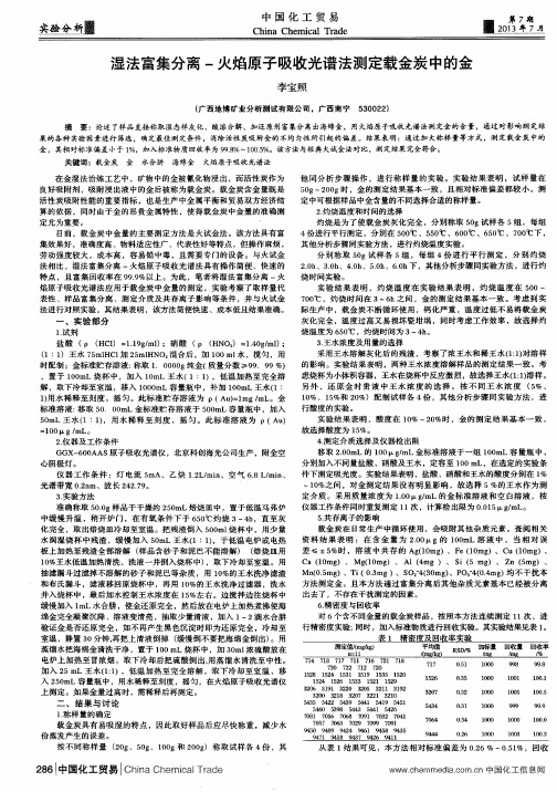湿法富集分离-火焰原子吸收光谱法测定载金炭中的金