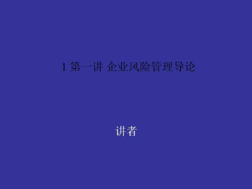 1 第一讲 企业风险管理导论