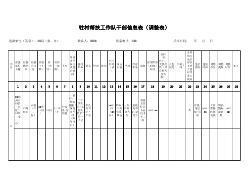 驻村帮扶工作队干部信息表(调换人员台账)