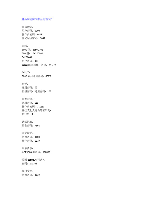 各品牌消防报警主机密码