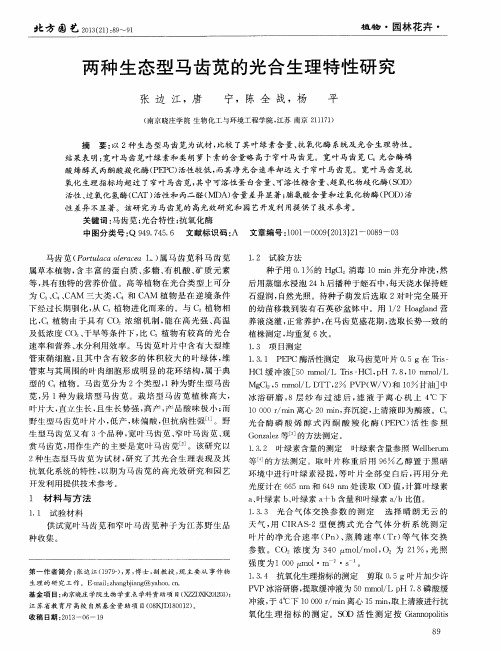 两种生态型马齿苋的光合生理特性研究