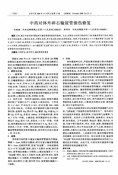 中药对体外碎石输尿管损伤修复