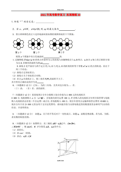 2021年高考数学复习 拓展精练33