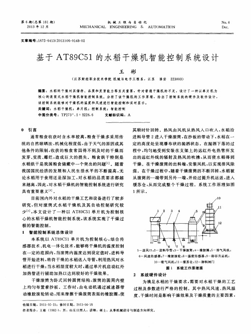 基于AT89C51的水稻干燥机智能控制系统设计