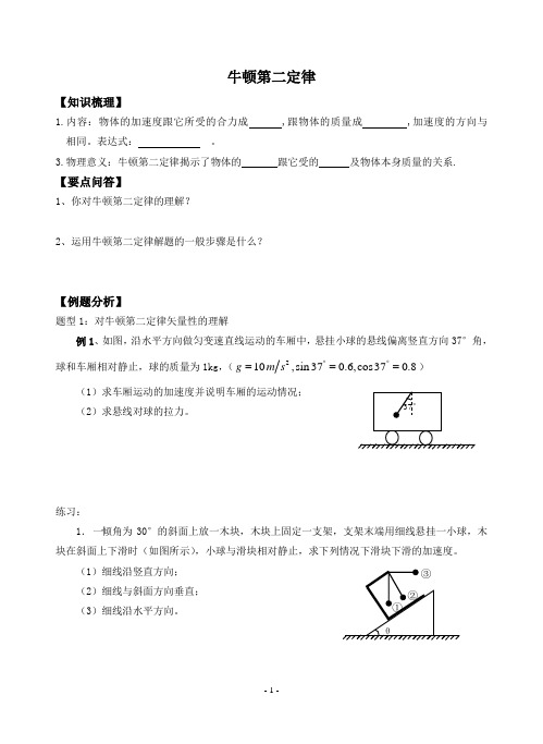 《 牛顿第二定律》复习教案