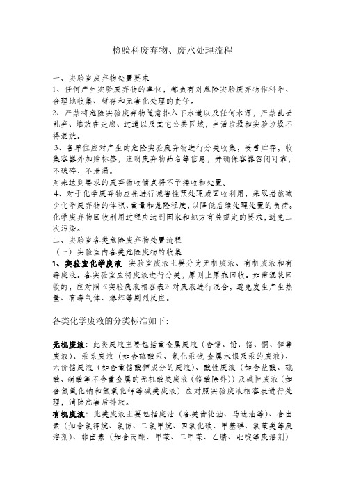 检验科废弃物、废水处理流程