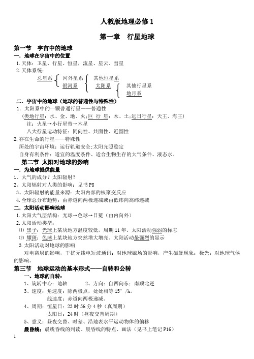 新课标地理必修一复习提纲