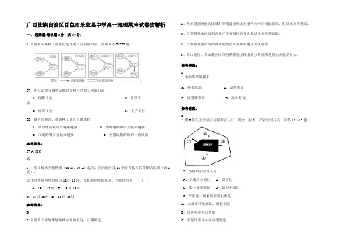 广西壮族自治区百色市乐业县中学高一地理期末试卷含解析