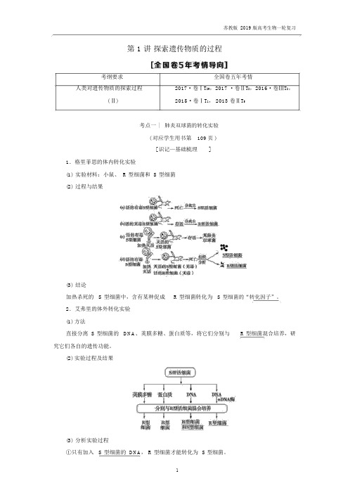 2019版高考生物一轮复习第6单元遗传的分子基础第1讲探索遗传物质的过程.docx