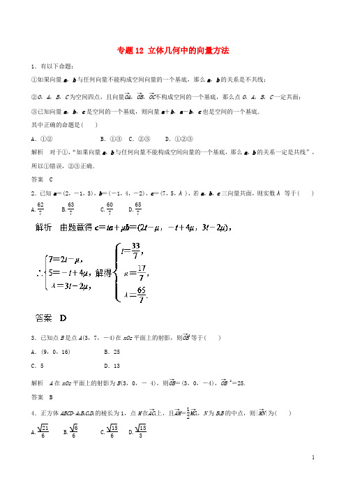 高考数学 专题12 立体几何中的向量方法热点难点突破 理