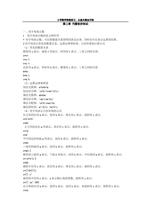 人教版小升初六年级数学复习-代数初步练习