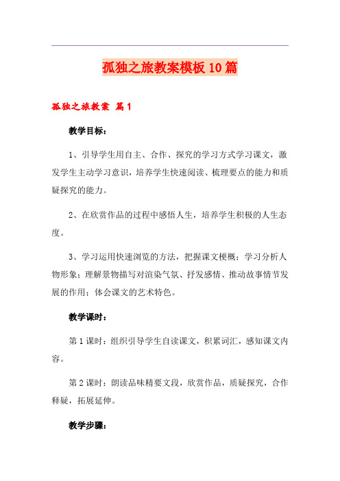 孤独之旅教案模板10篇