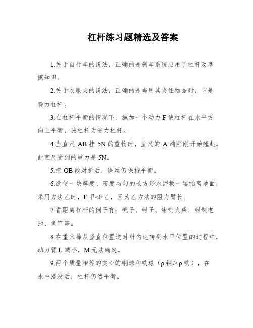 杠杆练习题精选及答案