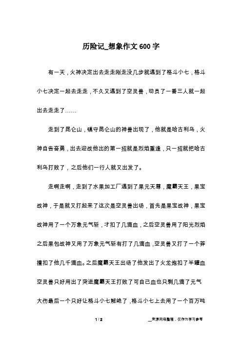 历险记_想象作文600字