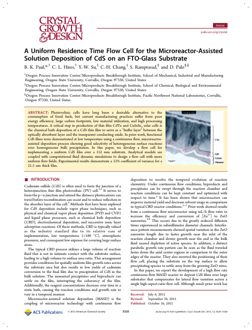 A Uniform Residence Time Flow Cell for the Microreactor-Assisted Solution Deposition of CdS