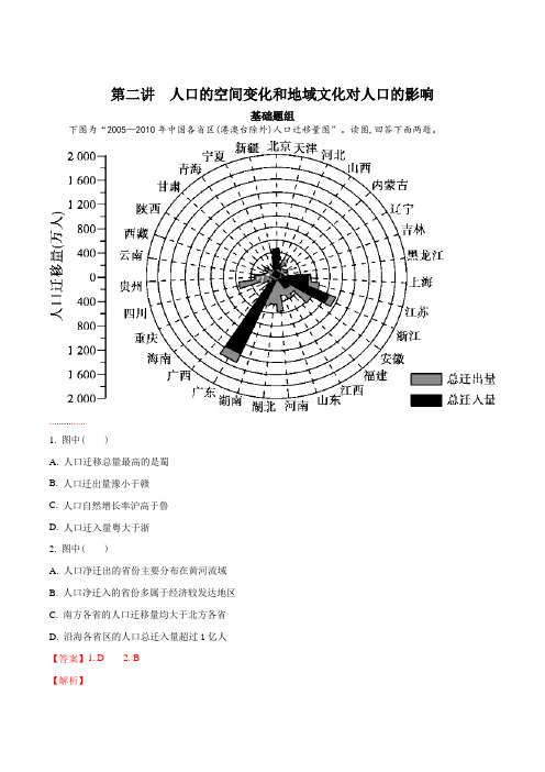 2018高考地理一轮复习精品习题 人口的空间变化和地域文化对人口的影响(解析版)