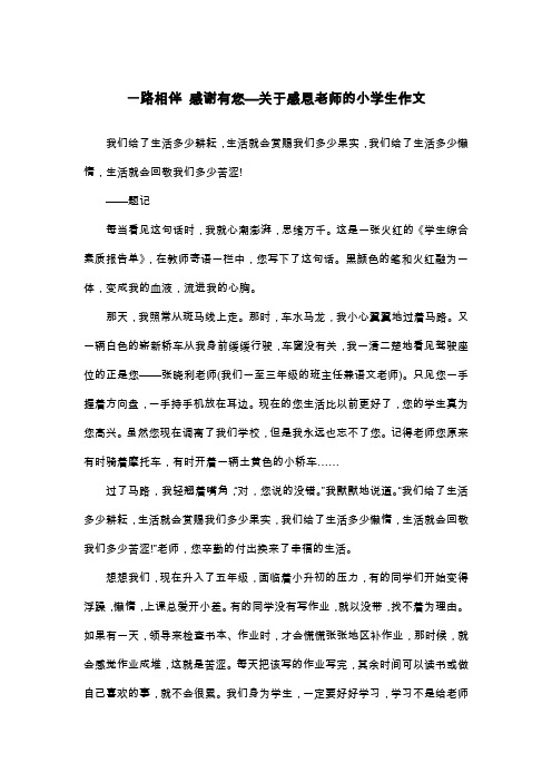 一路相伴 感谢有您—关于感恩老师的小学生作文_抒情作文