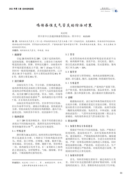 鸡传染性支气管炎的防治对策