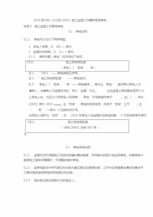 2017水利工程监理规范全套表格