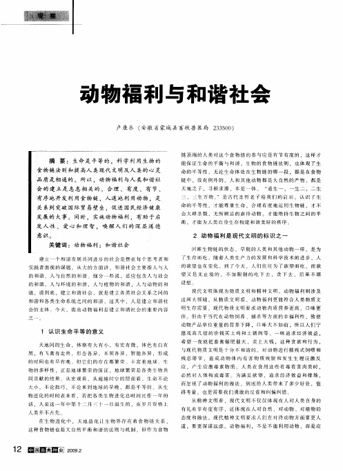 动物福利与和谐社会