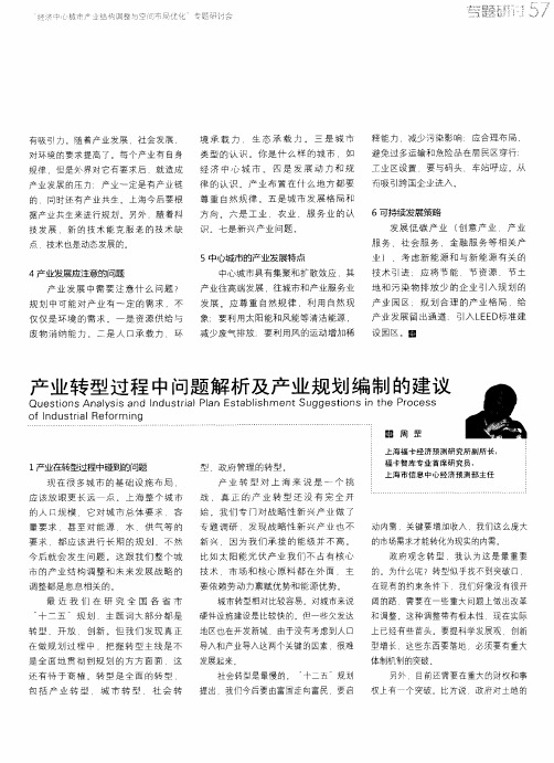 产业转型过程中问题解析及产业规划编制的建议