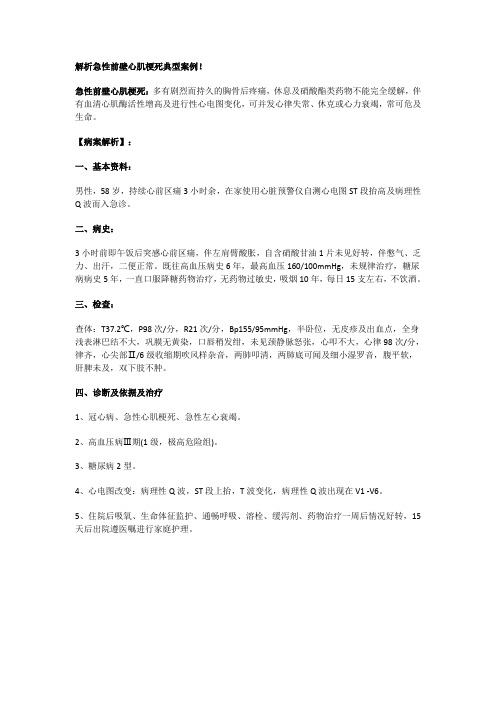 解析急性前壁心肌梗死典型案例!